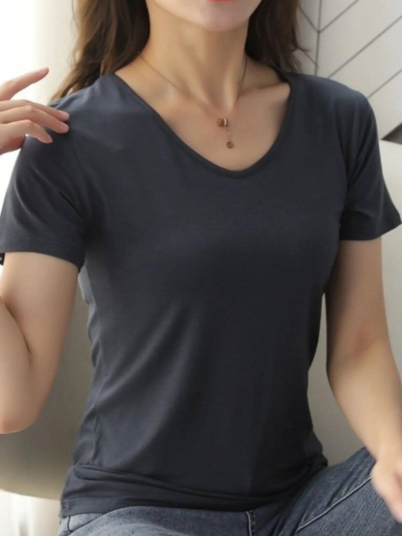 V-Neck Short Sleeve T-Shirt 30798ca7-ceea-455f-9abb-fe773a13d7b8-Max-Origin