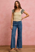 SO ME Wavy Textured Knit Top With Fluttered Sleeves 307a26bcb88f4d3497ef13897750f8bd-Max