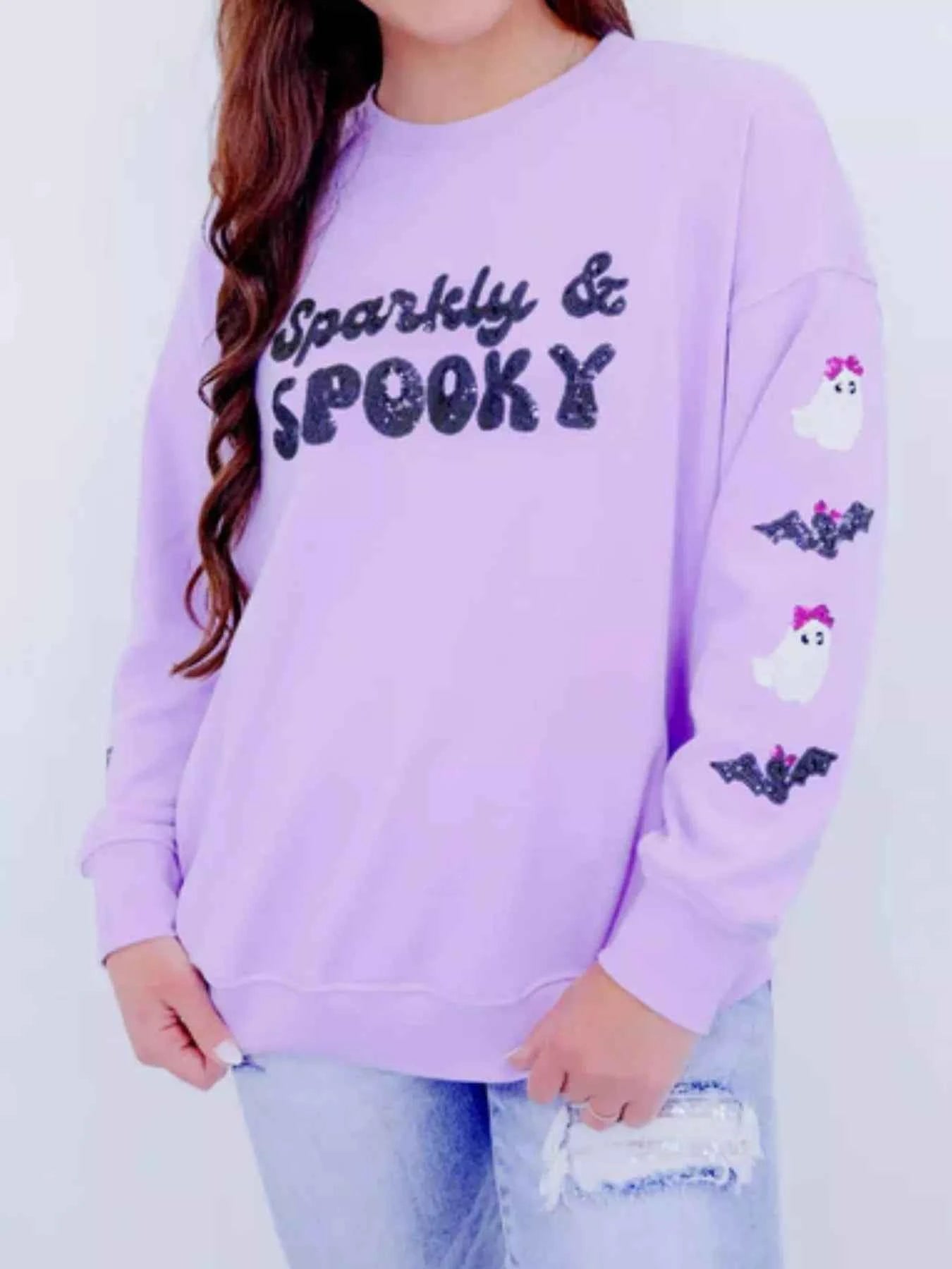 Full Size Halloween Round Neck Long Sleeve Sweatshirt Plus Size Purple 307ad8bd-d8ef-4065-b695-068b34b1b9d6-Max-Origin