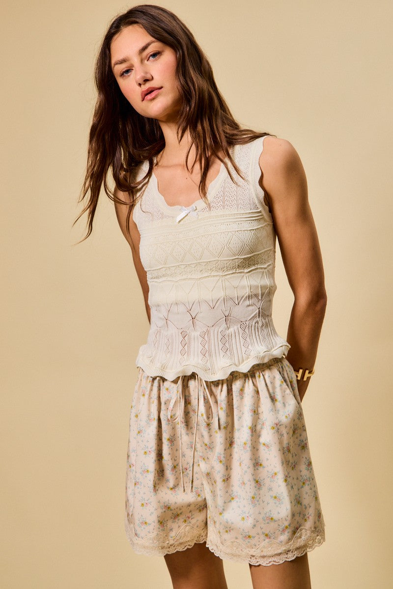 SO ME Scallop Ribbed Sleeveless Knit Top 3080fef8bcbe45359d41ee4a256df850-Max