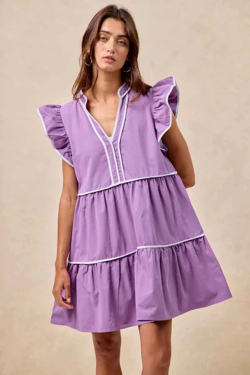 BiBi Gameday Theme Contrast Binding Ruffled Dress 3086025cd2fc4887adf221934b1cb9b6-Max-Origin