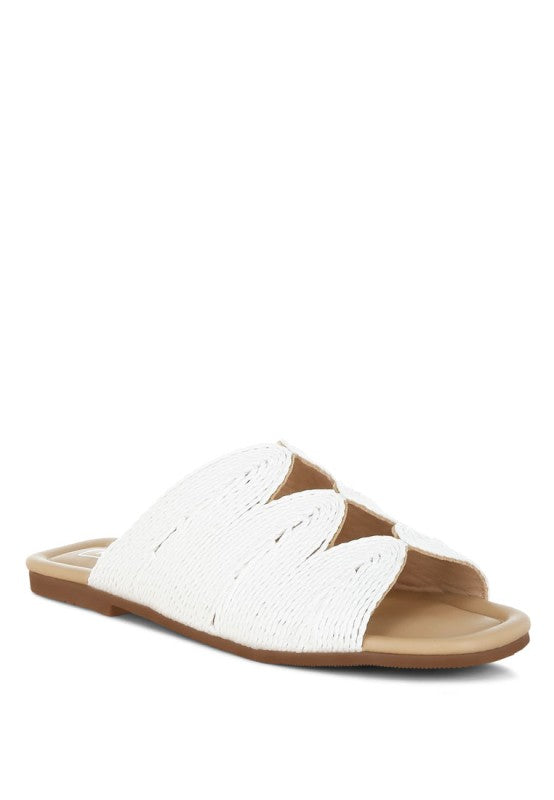 Daisy Doe Raffia Square Toe Flats White 308f2da5-8458-4216-ba4e-c752009dd473