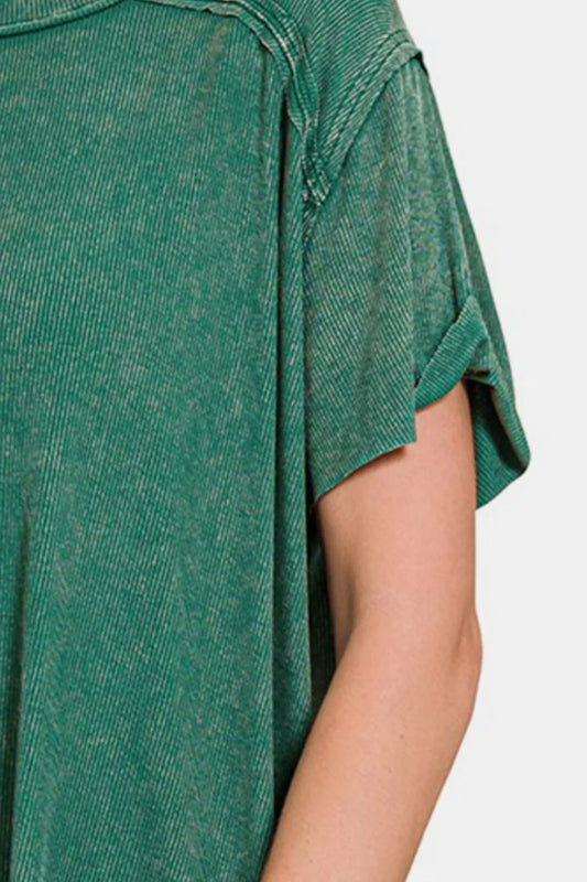 Washed Ribbed Short Sleeve Top 309825cf-d501-4b44-a2d7-2ae15fddff7e-Max