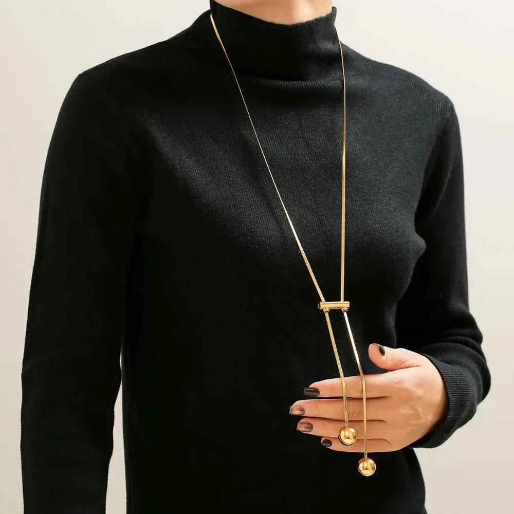 18K Gold-Plated Titanium Steel Hollow Bead Necklace 309bf614-af41-4f68-a8cf-430398ac3b0b-Max