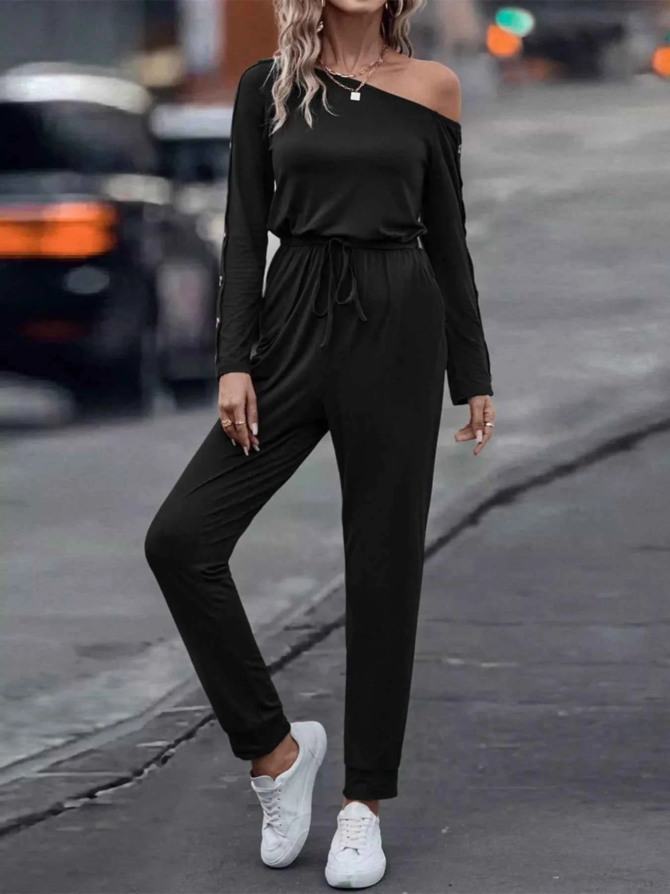One Shoulder Long Sleeve Jumpsuit 309f0526-0144-4f4e-8f9b-d87e3ea91141-Max-Origin