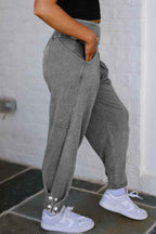 Medium Grey Mineral Wash Jogger Style High Waist Pants 30ae53f981cd1d37