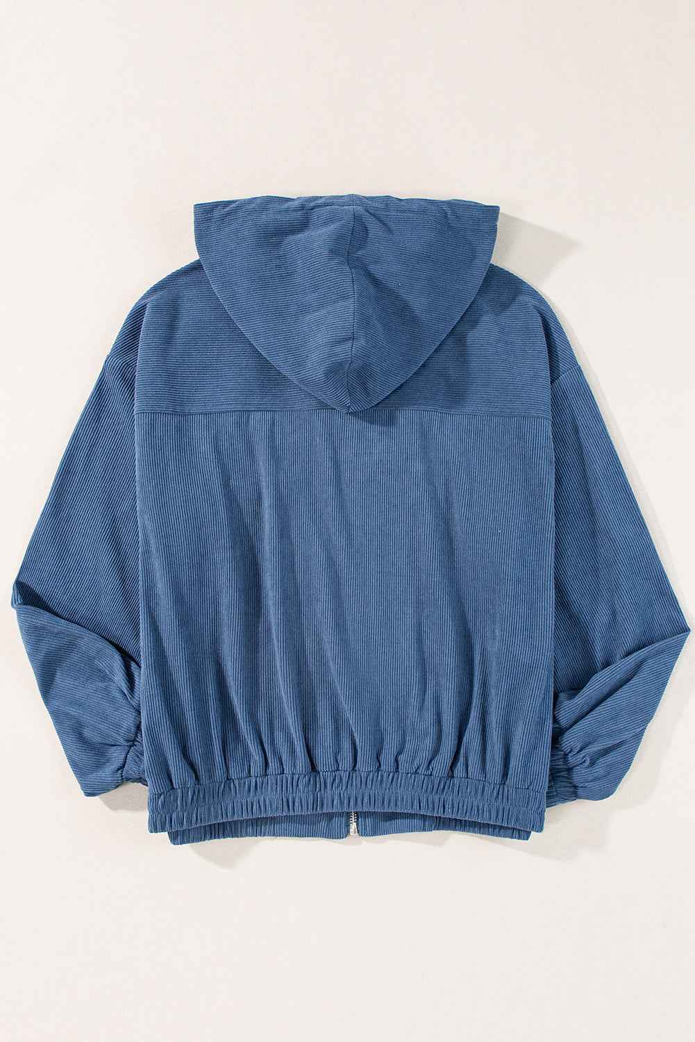 Real Teal Corduroy Drawstring Hooded Pocket Zip Up Jacket 30ae945d517a7c73