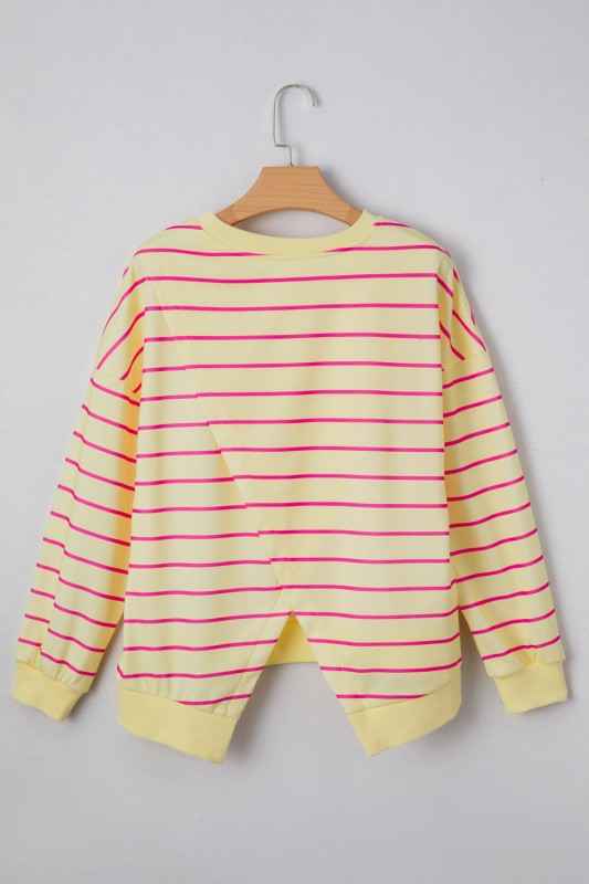 Stripe Overlap Drop Shoulder Pullover Sweatshirt 30af3554-f300-4321-922e-0574d6f9fb86