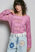 POL Round Neck Long Sleeve Exposed Seam Top with Lace Detail ROSE PINK 30b3dd42-378c-40ff-8e44-7d9bcc215997-Max-Origin