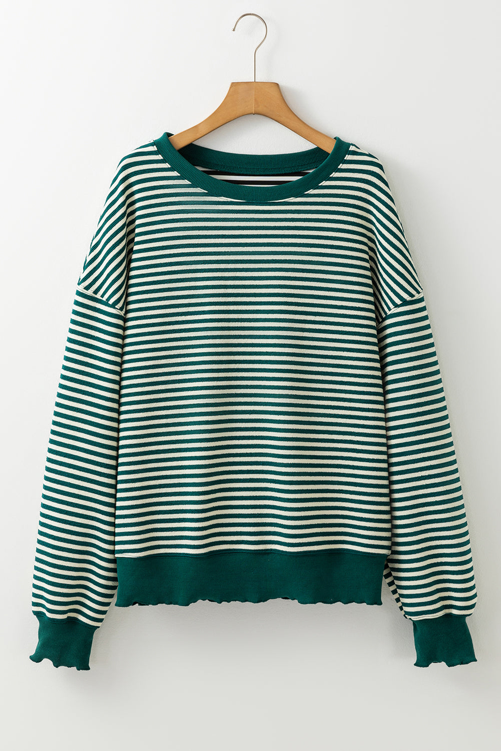 Brown Stripe Drop Shoulder Long Sleeve Top 30b6e76950a2d7f3