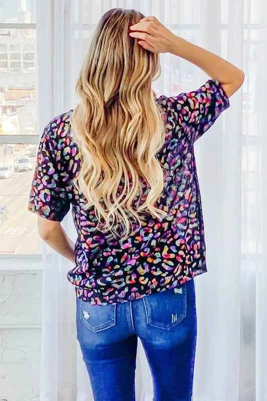 And The Why Leopard Foil Printed Half Sleeve Summer Sweater 30bde01f7a914745a7b42f6696cdbb9a-Max-Origin