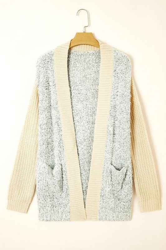 Colorblock Open Front Pocketed Cardigan 30be91de-b6d3-47d1-bafa-43ff9d54686d
