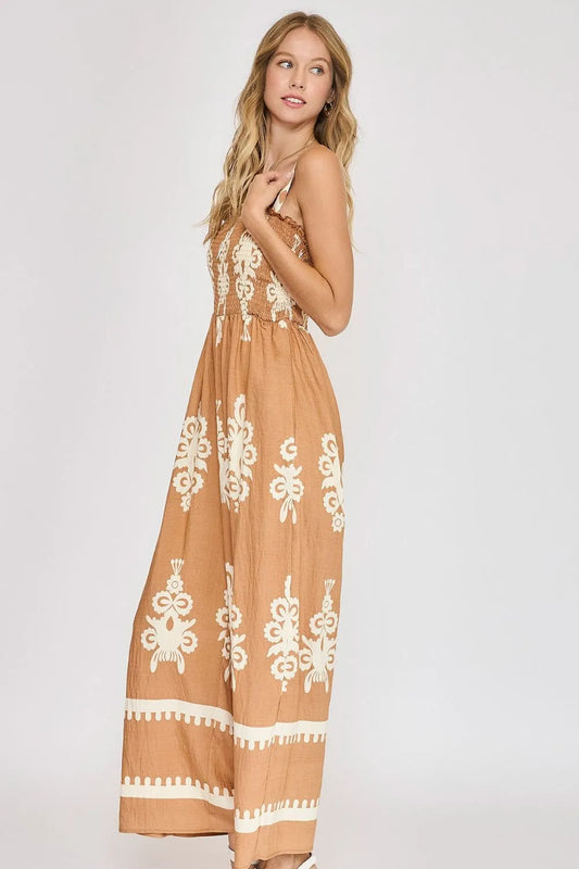 Full Size Smocked Printed Wide Leg Jumpsuit Plus Size 30c2a29b-4493-4061-892f-ba0ab1a9e284-Max