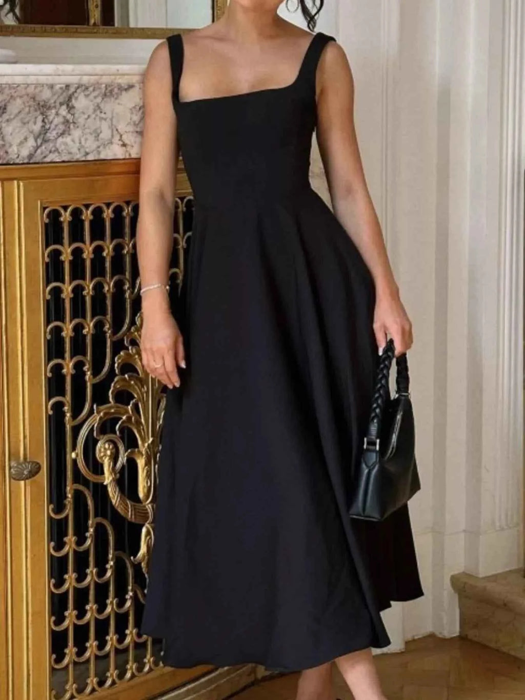 Square Neck Wide Strap A-Line Dress 30c4eb87-7c1e-4f82-af37-6f8dd1b55f24-Max-Origin