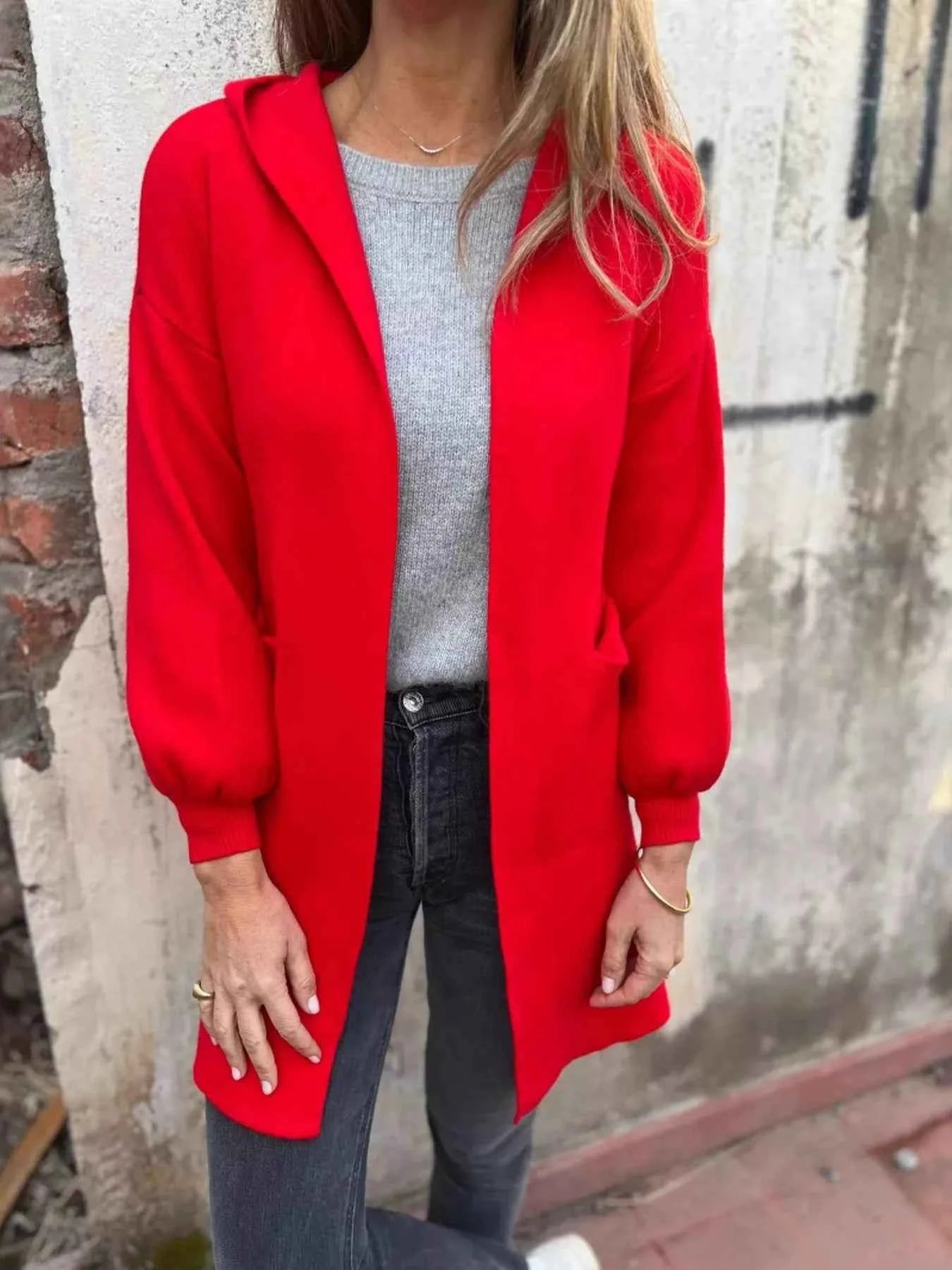Full Size Open Front Drop Shoulder Hooded Cardigan Plus Size Red 30cc80bff5704435ba479336b64e35bc-Max-Origin