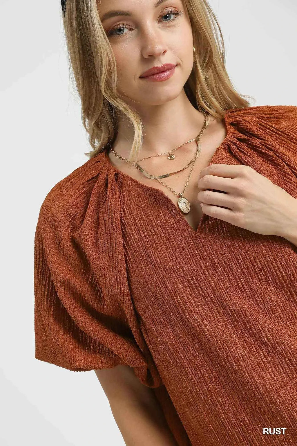 Umgee Textured Flutter Sleeve Notch Neck Top 30d751bc-e9be-4a22-8b11-a921fbbf295c-Max-Origin