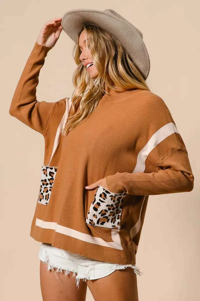BiBi Mock Neck Sweater with Leopard Pocket 30dc21515871480c97cb1d1921adbef8-Max-Origin