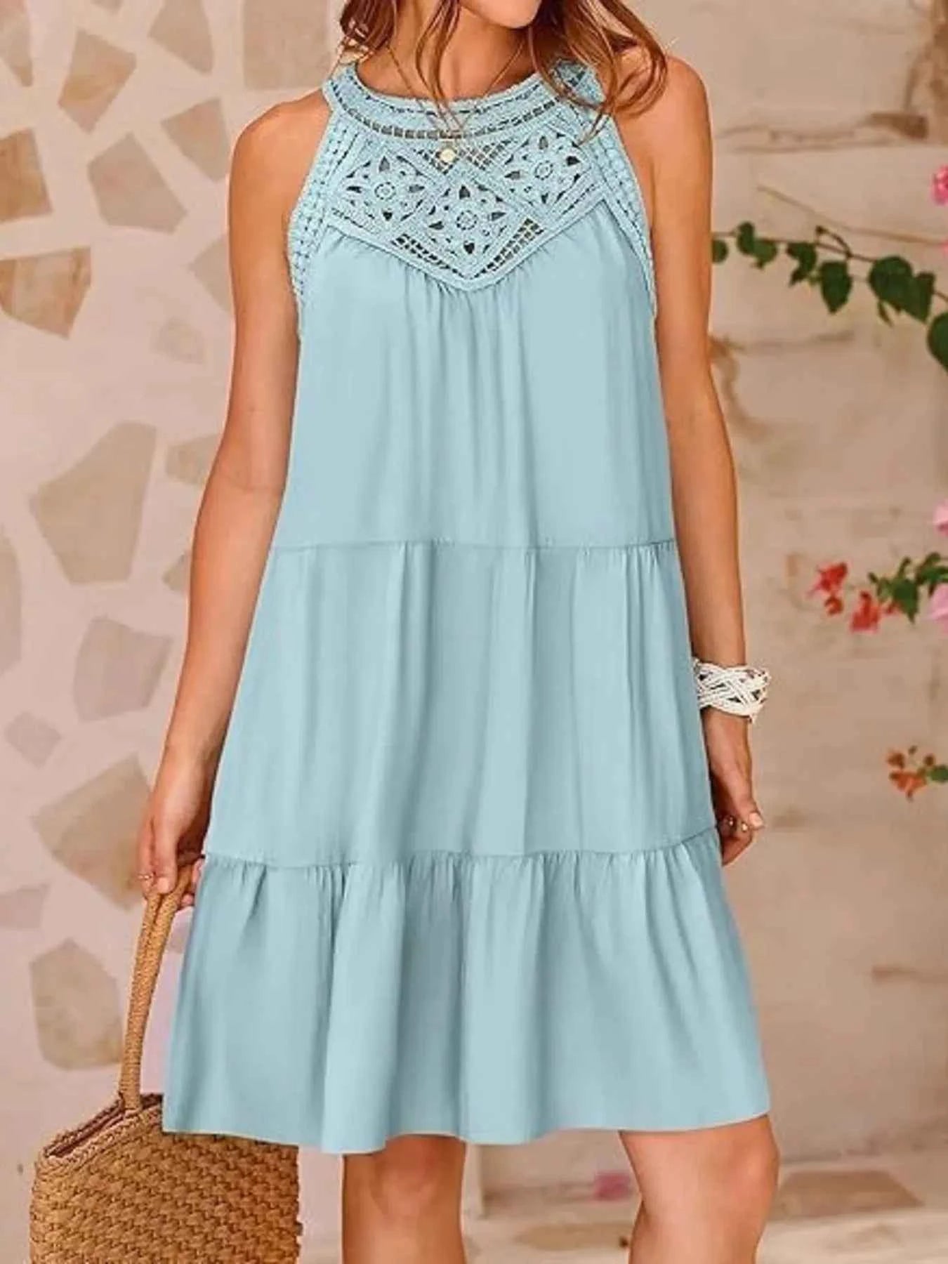 Crochet Lace Tiered Summer Dress Light Green 30e460a04dd84fc6bafe10ffb29727a3-Max-Origin