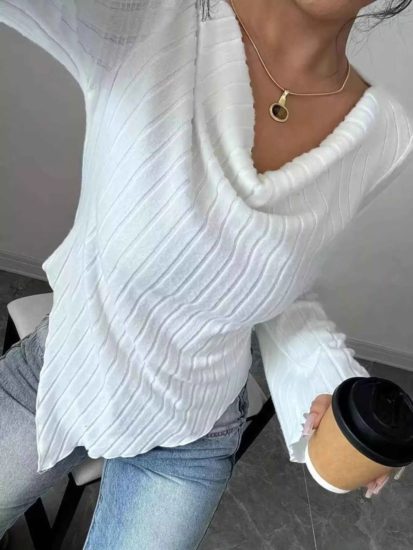 Cowl Neck Ribbed Knit T-Shirt 30ed64347cc64dac82b9a64a840abdee-Max-Origin