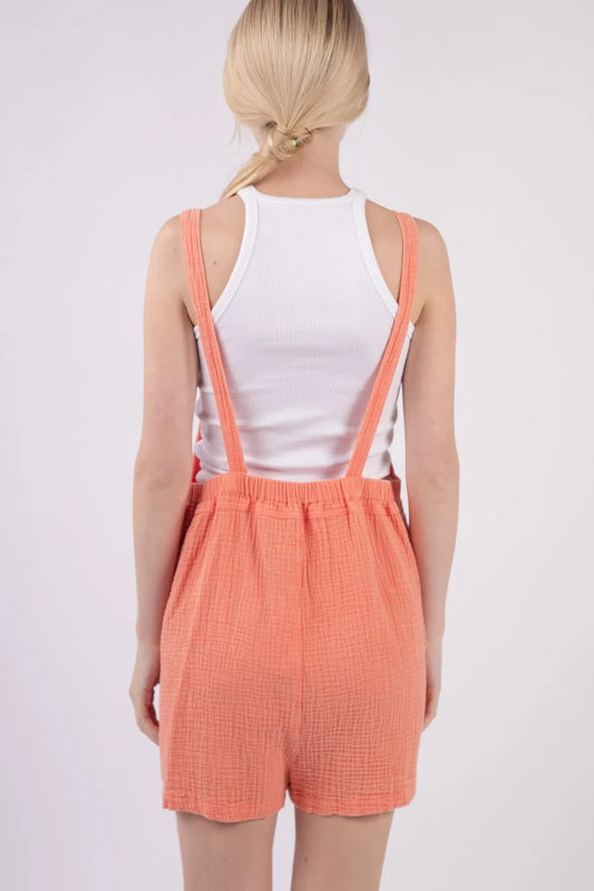 VERY J Sleeveless Double Gauze Overalls with Pockets 310539b5-4b05-4795-aa98-dac3333ef500-Max