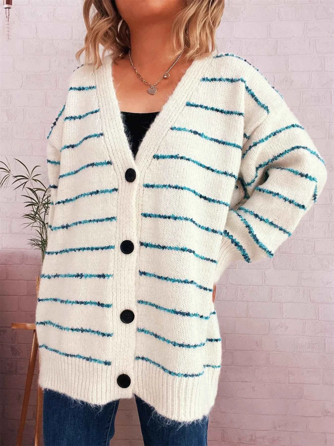 Striped Button-Up Cardigan with V-Neck Design 31056f307d2b45c495dff0c7c1b53ef2-Max-Origin