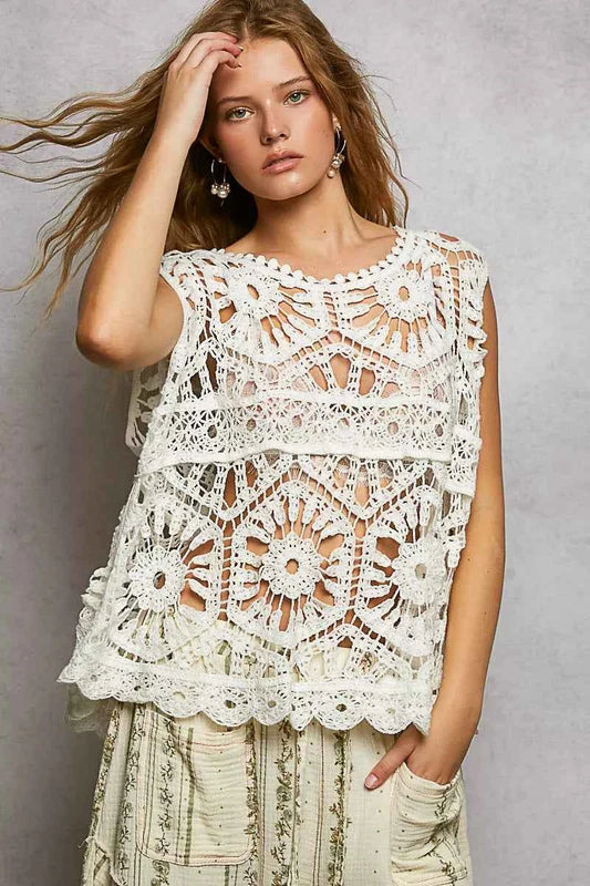 POL Openwork Round Neck Floral Crochet Tank 311038c0-501d-419f-b9cd-96cecc4fc50a-Max-Origin