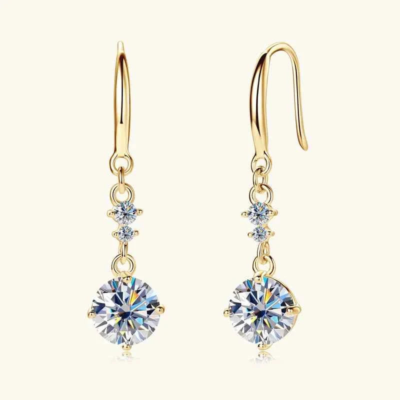 2 Carat Moissanite 925 Sterling Silver Earrings Gold One Size 3112d784-12d4-4461-b0cc-68d72d7fedb8-Max