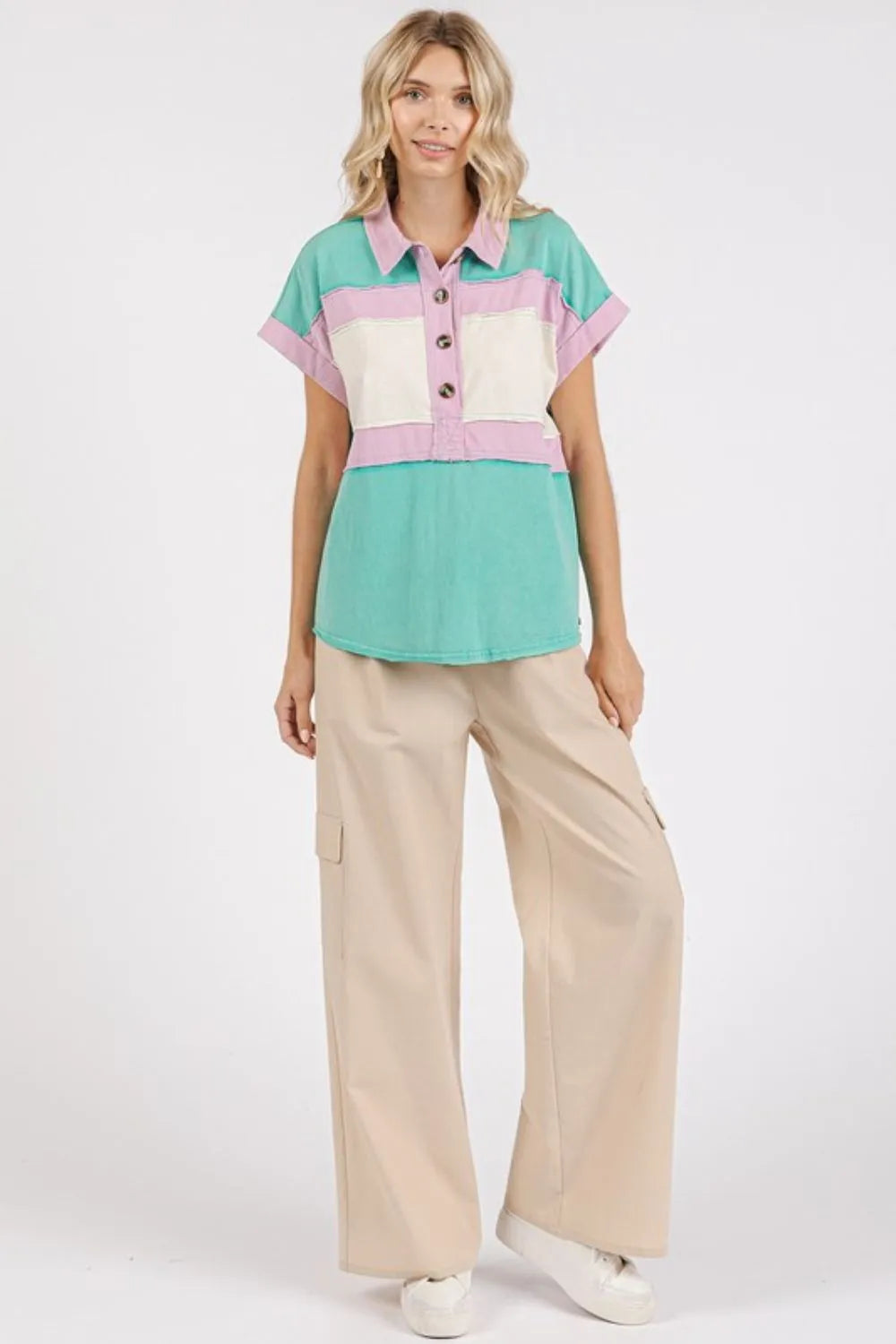 Mittoshop Color Block Henley Short Sleeve Polo Shirt 312bded5-1126-4610-8b9c-15c21ef39da8-Max