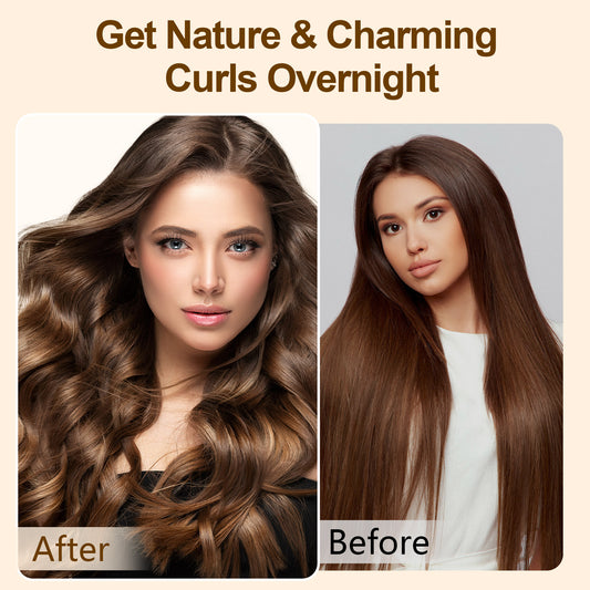 Satin Heatless Hair Curler, Lazy Natural Soft Wave DIY Heatless Curls For Sleep In Overnight, For All Hair Types 3133c0fd-96ac-4cd1-9348-c8de9d32aa58