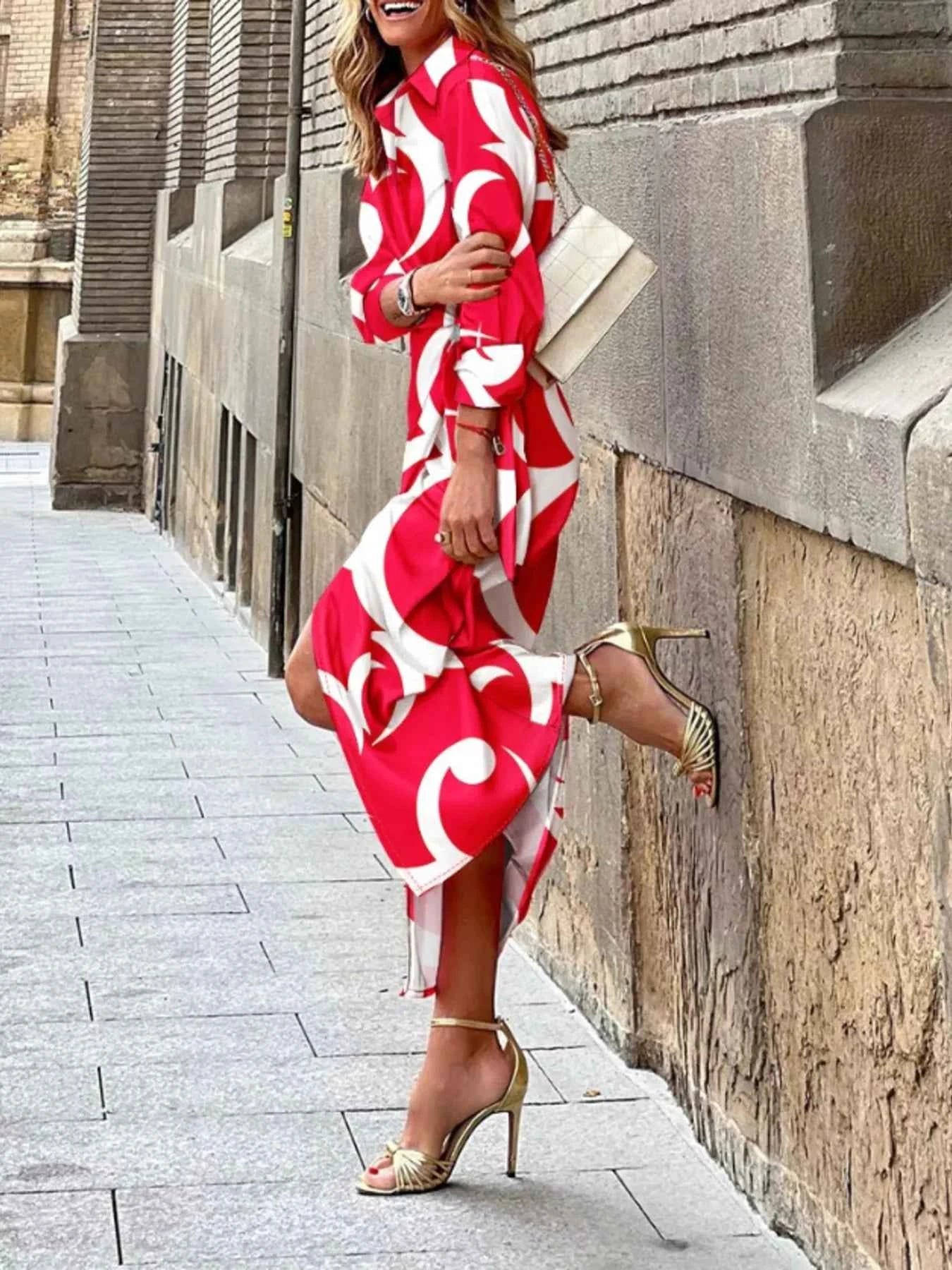 Printed Collared Neck Shirt Dress 31479eb2fa5d4618ae0de2376a446bf3-Max-Origin