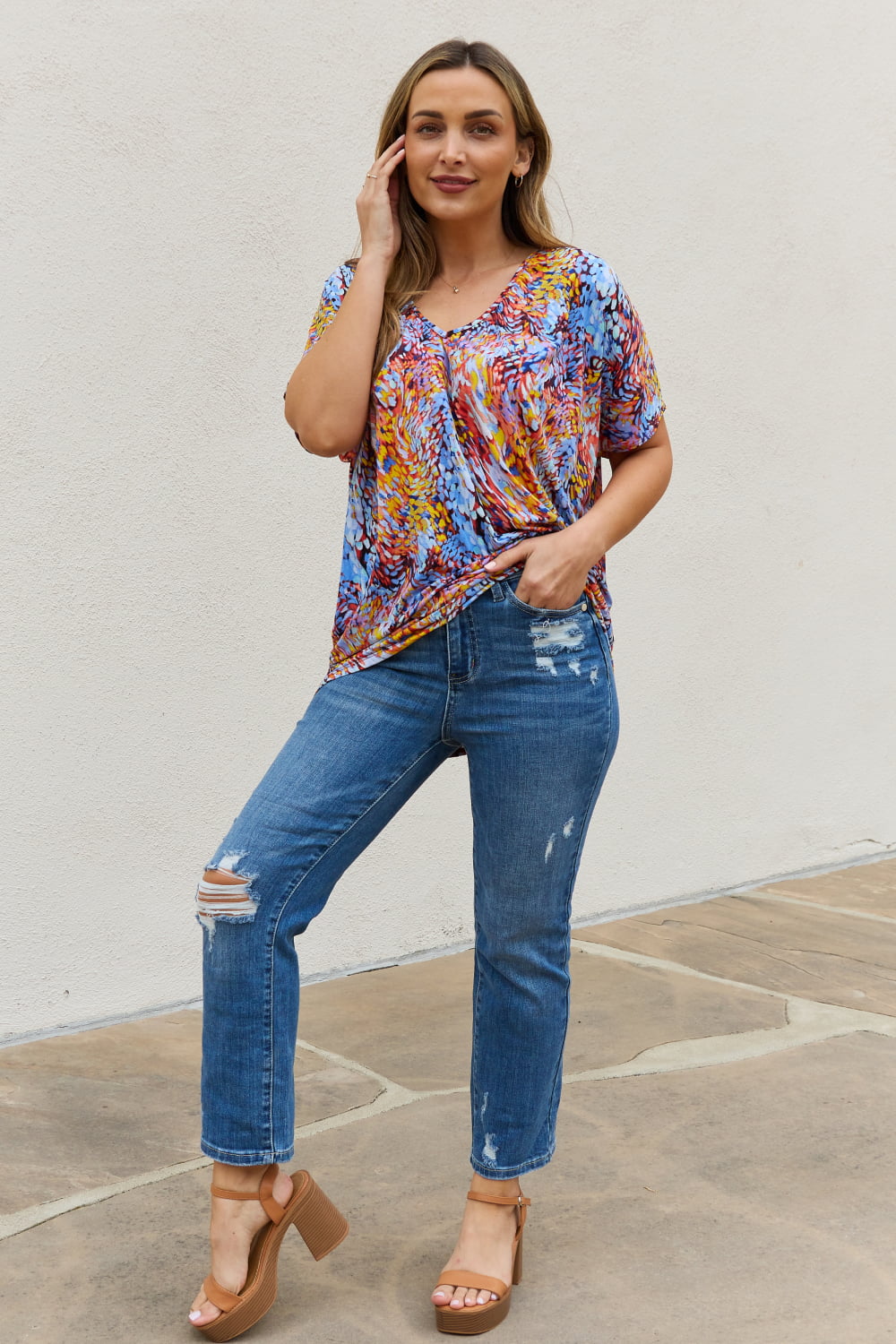 Be Stage Full Size Printed Dolman Flowy Top 3147c651a3ea4109ba4c52340fa82c9f-Max