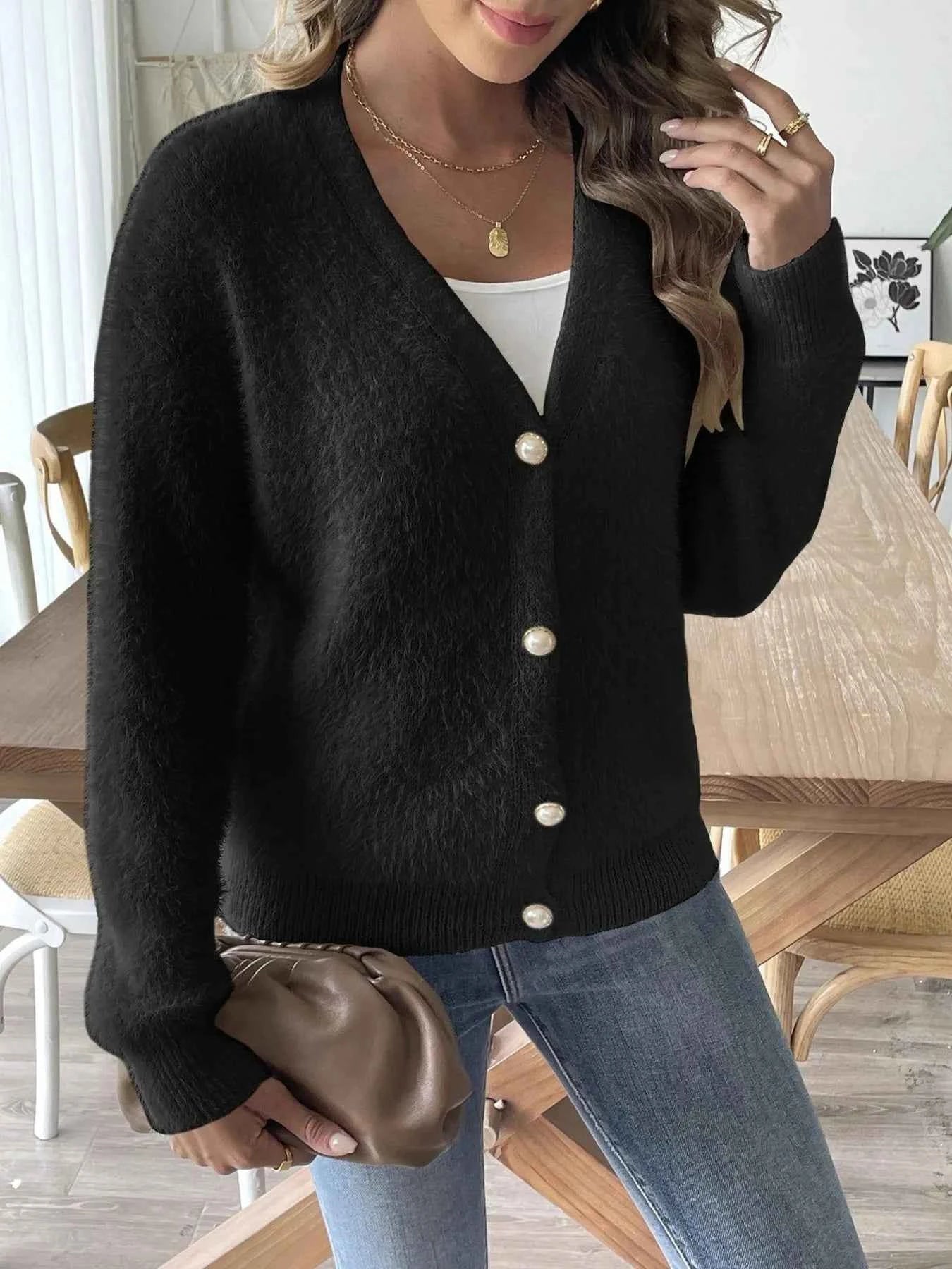 Fuzzy Button-Front Cardigan 31582dab2cb14c76bf79bced9d751125-Max-Origin