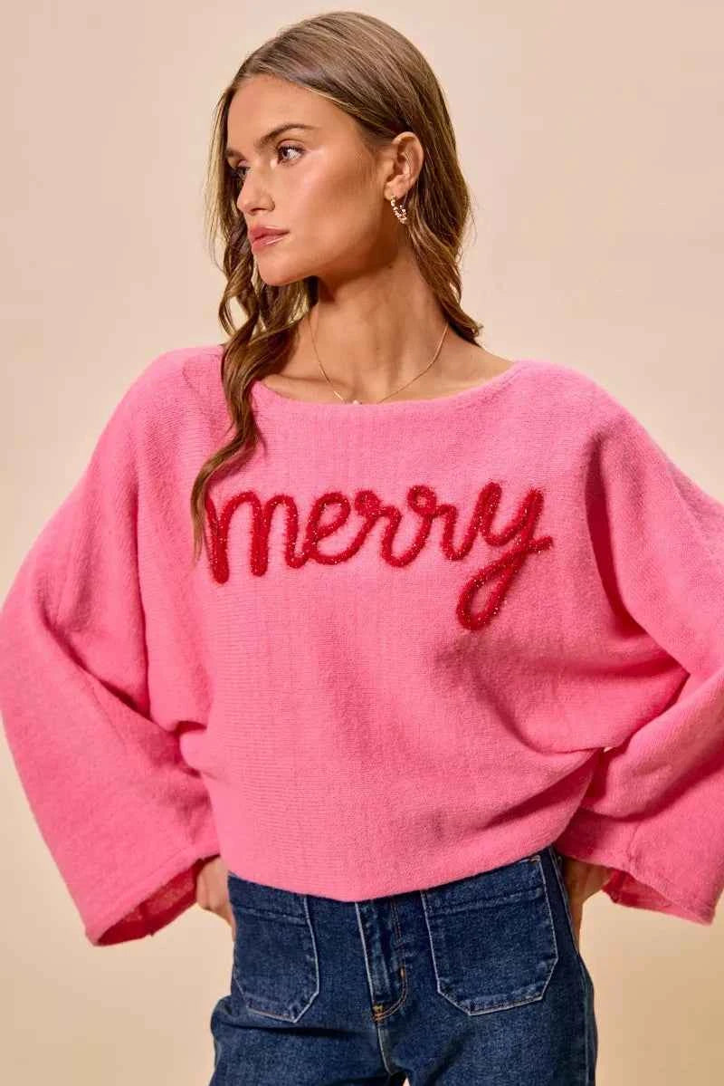 SO ME Merry Tinsel Lettering Christmas Sweater Top 315fab96ee204056829a7713e3b9de98-Max-Origin