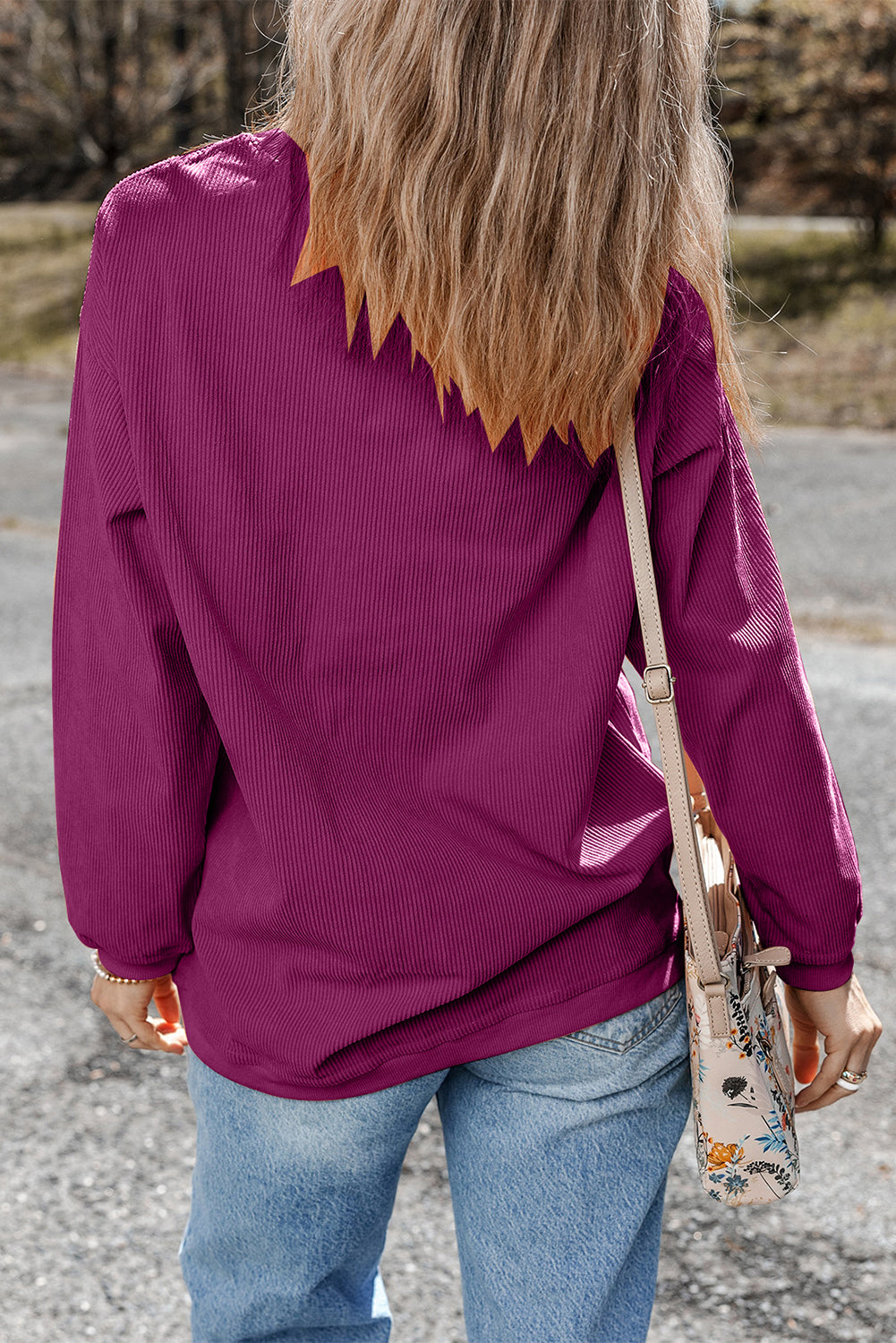 White Drop Shoulder Rib Knit Oversized Sweatshirt 3160b027f2829cdd