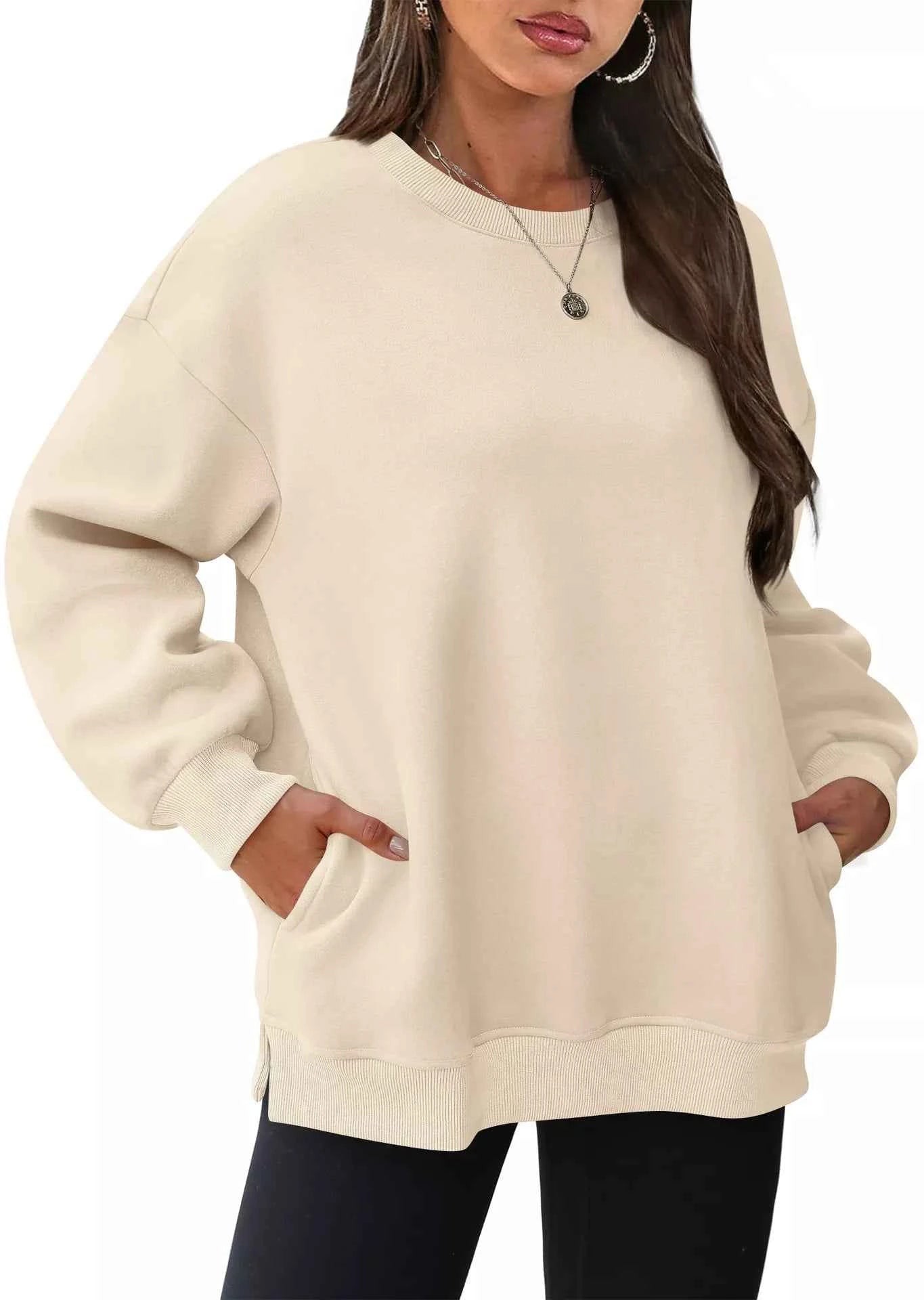 Casual Solid Color Long Sleeve Sweatshirt Pastel Yellow 3162f09b-19c6-43db-8f4c-f6fd982337b3-Max-Origin