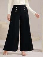 Plus Size High Waist Wide Leg Button Decor Pants 3163f074-55e0-4a3f-a466-348927ed56bc-Max