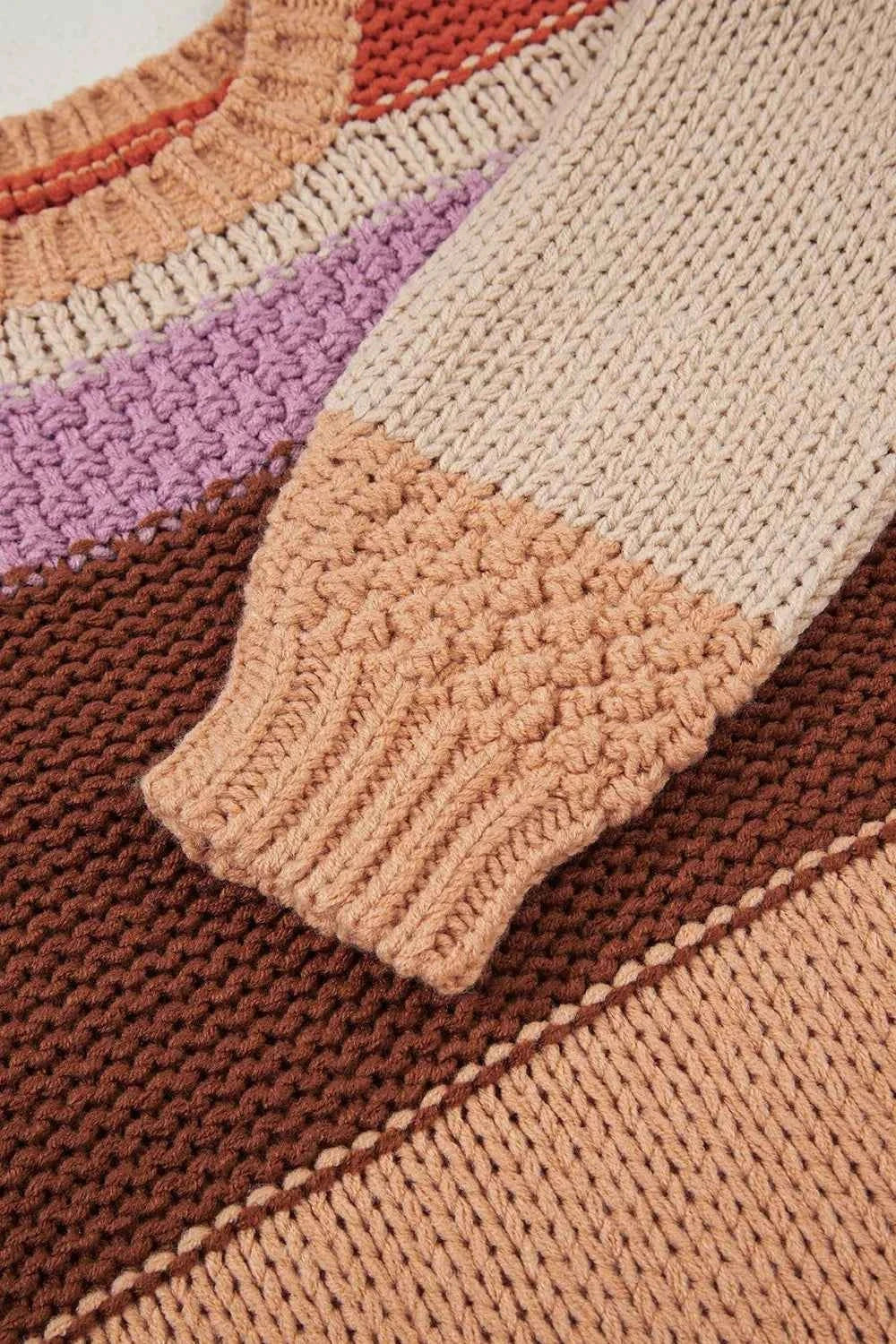 Colorblock Striped Round Neck Sweater 31709b26-3c63-4948-b014-87ea87f0d215-Max-Origin