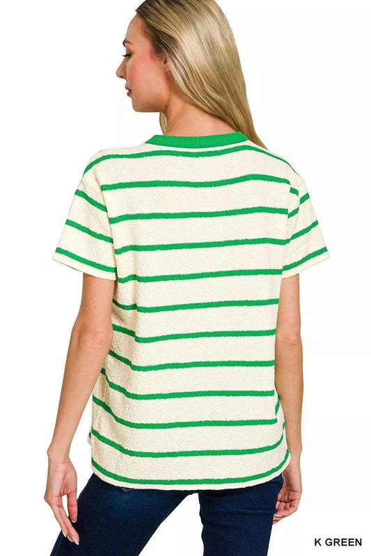 Textured Striped Crew Neck T-Shirt 31712af3177f441191d4f4a99267010c-Max-Origin