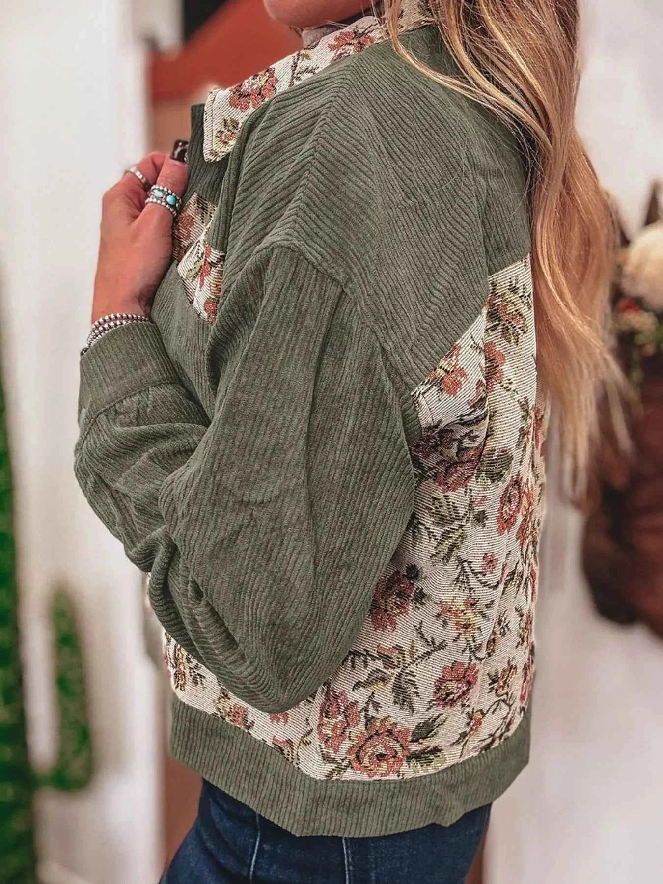 Floral Snap Down Corduroy Jacket 31717b8b-56da-4263-b8e5-f7c240748644-Max-Origin