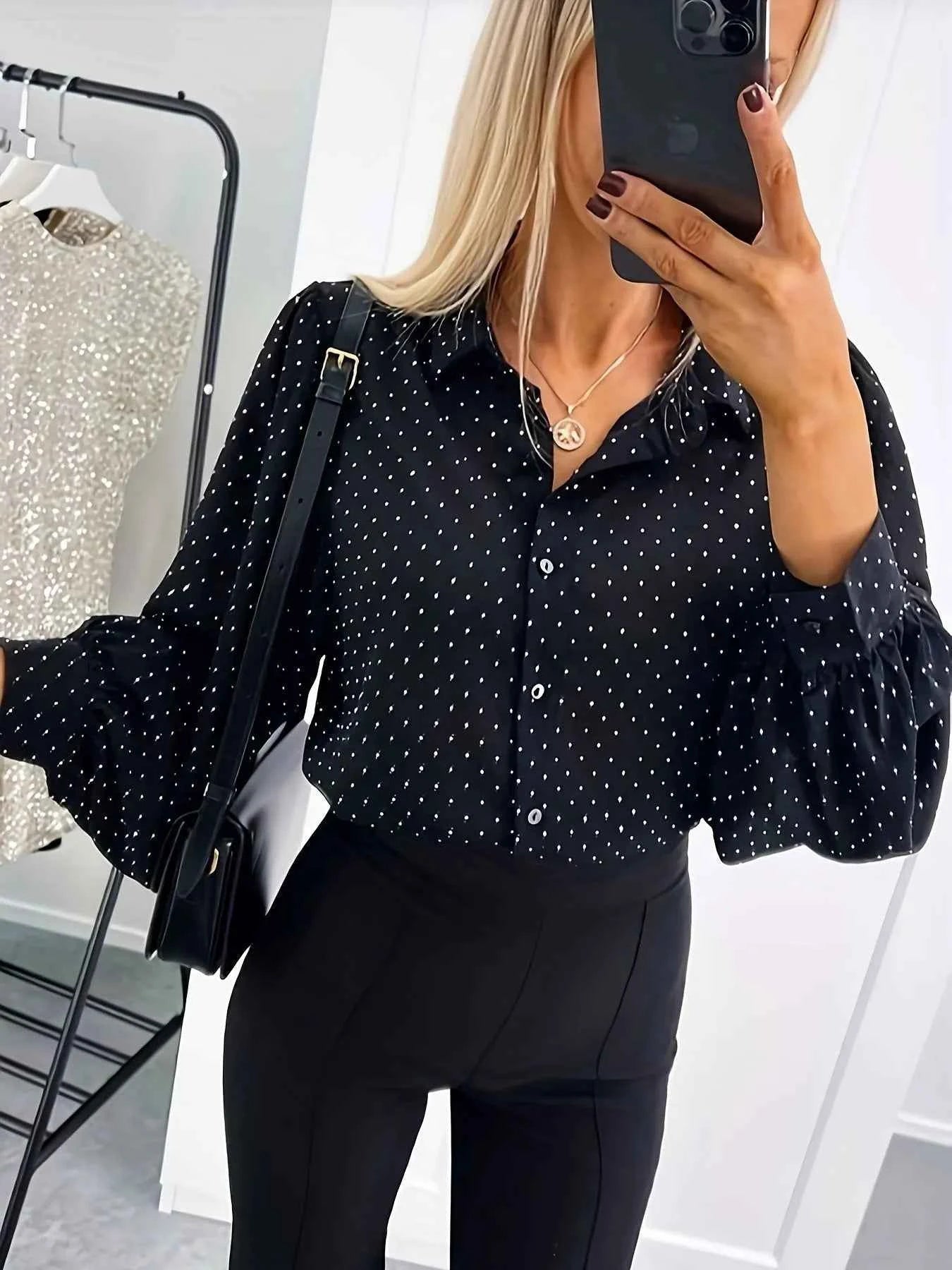 Polka Dot Oversized Button-Up Shirt 31718ada9a2d4c2791069e906b9fbf0e-Max-Origin