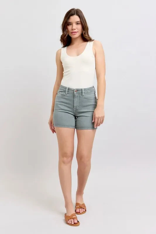 Judy Blue Full Size Hw Garment Dyed & Back Pkt Embroidery Shorts Plus Size 3172b68f-66ee-409c-963a-ca8651f8004e-Max-Origin