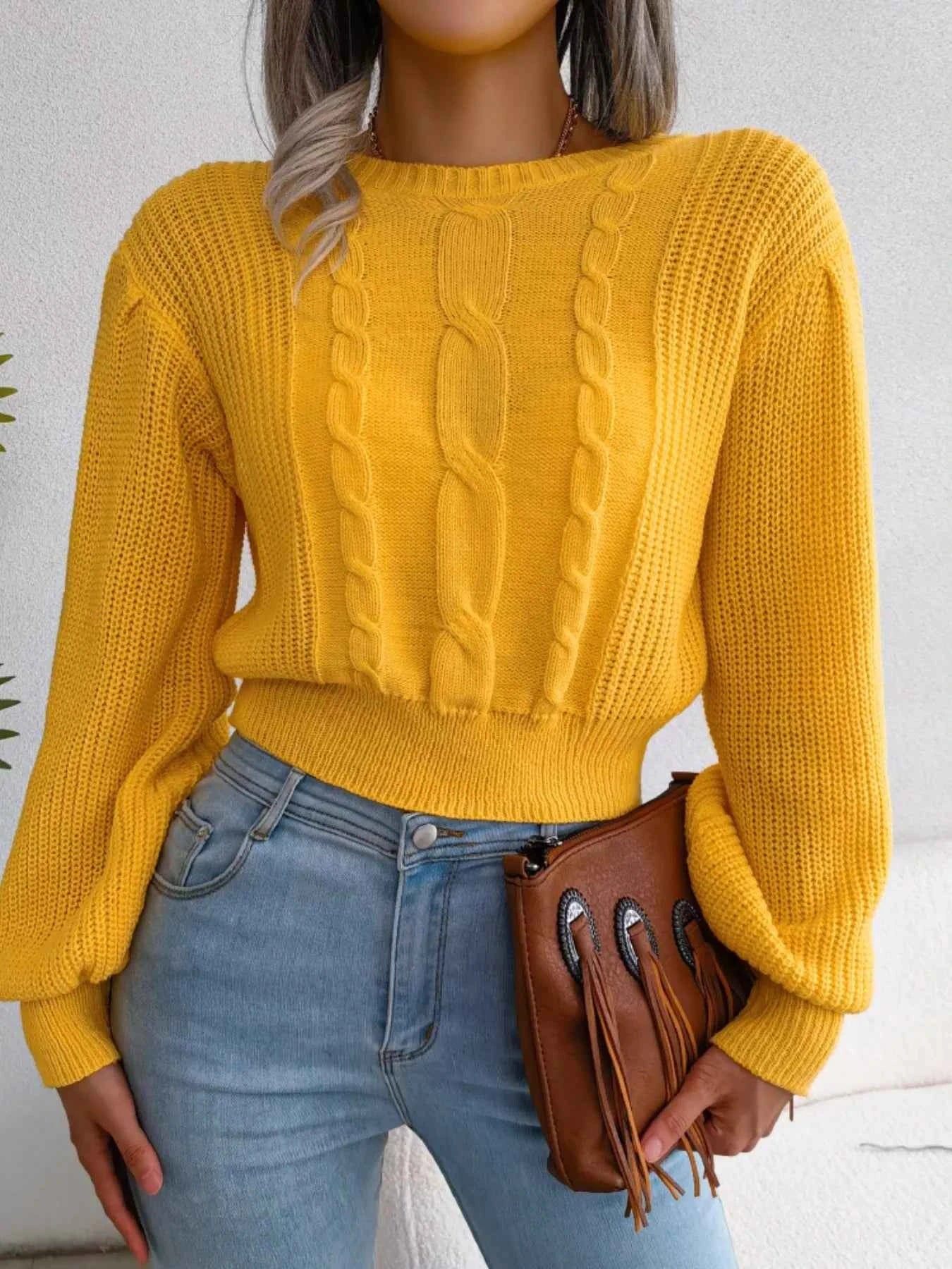 Cable Knit Round Neck Cropped Sweater 318d89c9-c2a9-4cd7-b3f8-2e1e22b1a942-Max-Origin
