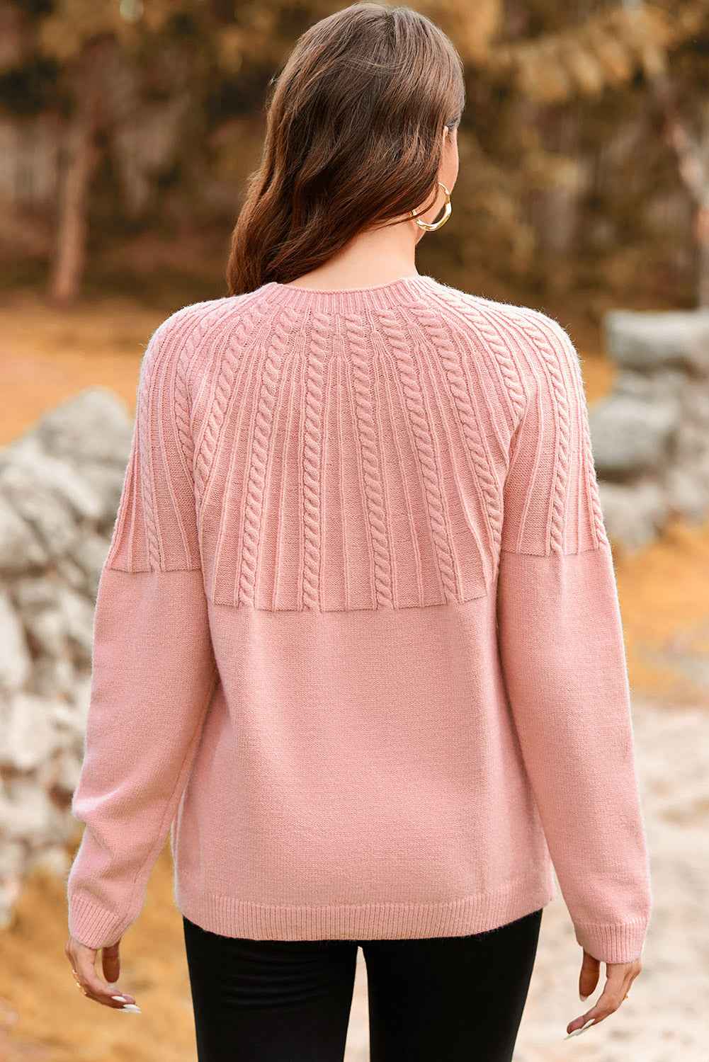 Light Pink Solid Color Textured Detail Button Down Long Sleeve Sweater Cardigan 318fa43383c21616