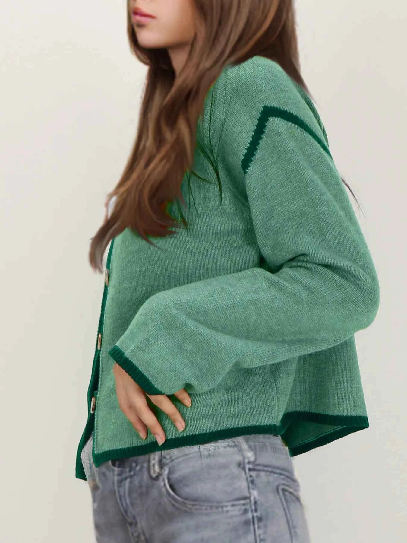Button-Front Cardigan with Contrast Trim 3191c0cf939e432987241049724c3576-Max-Origin