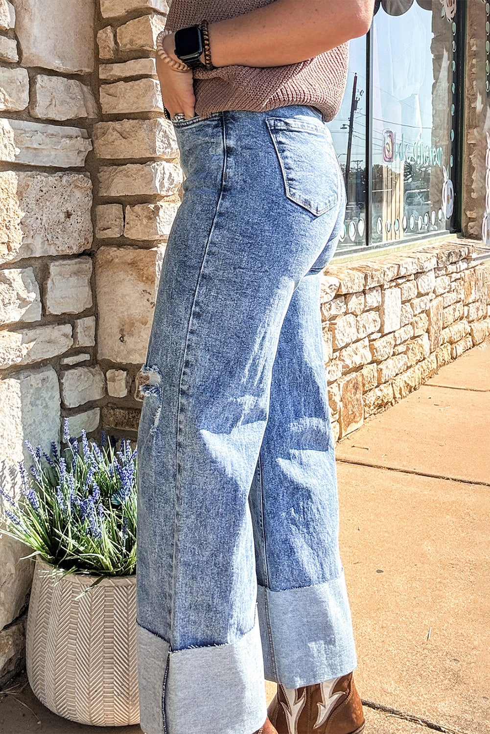 Ashleigh Blue Mineral Wash Distressed Wide Leg Jeans 3199d4f1fd380ab2