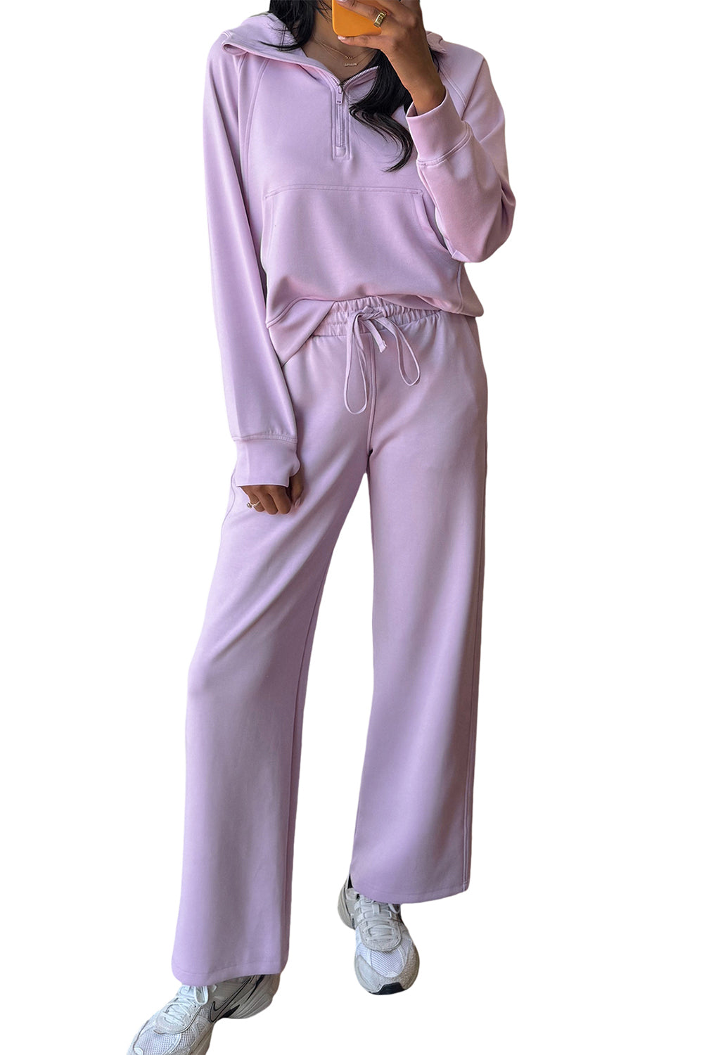 Beau Blue Half Zip Thumbhole Sleeve Hoodie Active Pants 2pcs Outfit 319a24c680949b72
