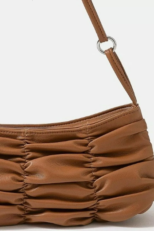 Fame Segmented Pleated Faux Leather Hand Bag 31a5ee58-d122-48a7-910a-808e926b573b-Max-Origin