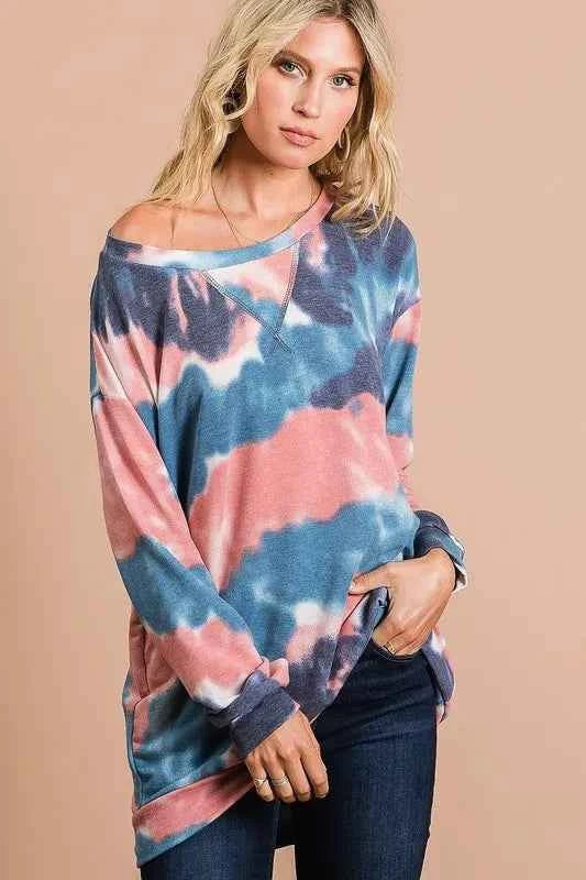 BiBi Tie Dye French Terry Pull Over with Front Stitching Detail 31a8bfcc4c0846b49ffbf1ba9609e93c-Max-Origin