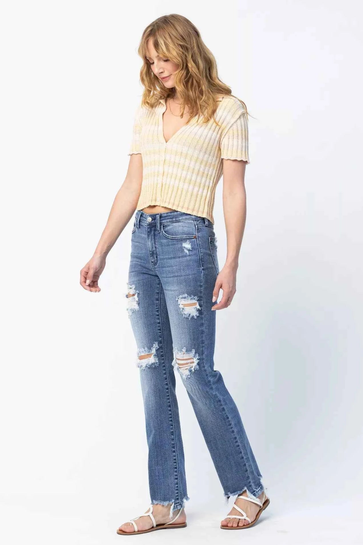 Judy Blue Full Size Mid Rise Destroy Straight Jeans Plus Size 31abdcf9-5b82-4c23-8bbf-58438bf2a581-Max-Origin