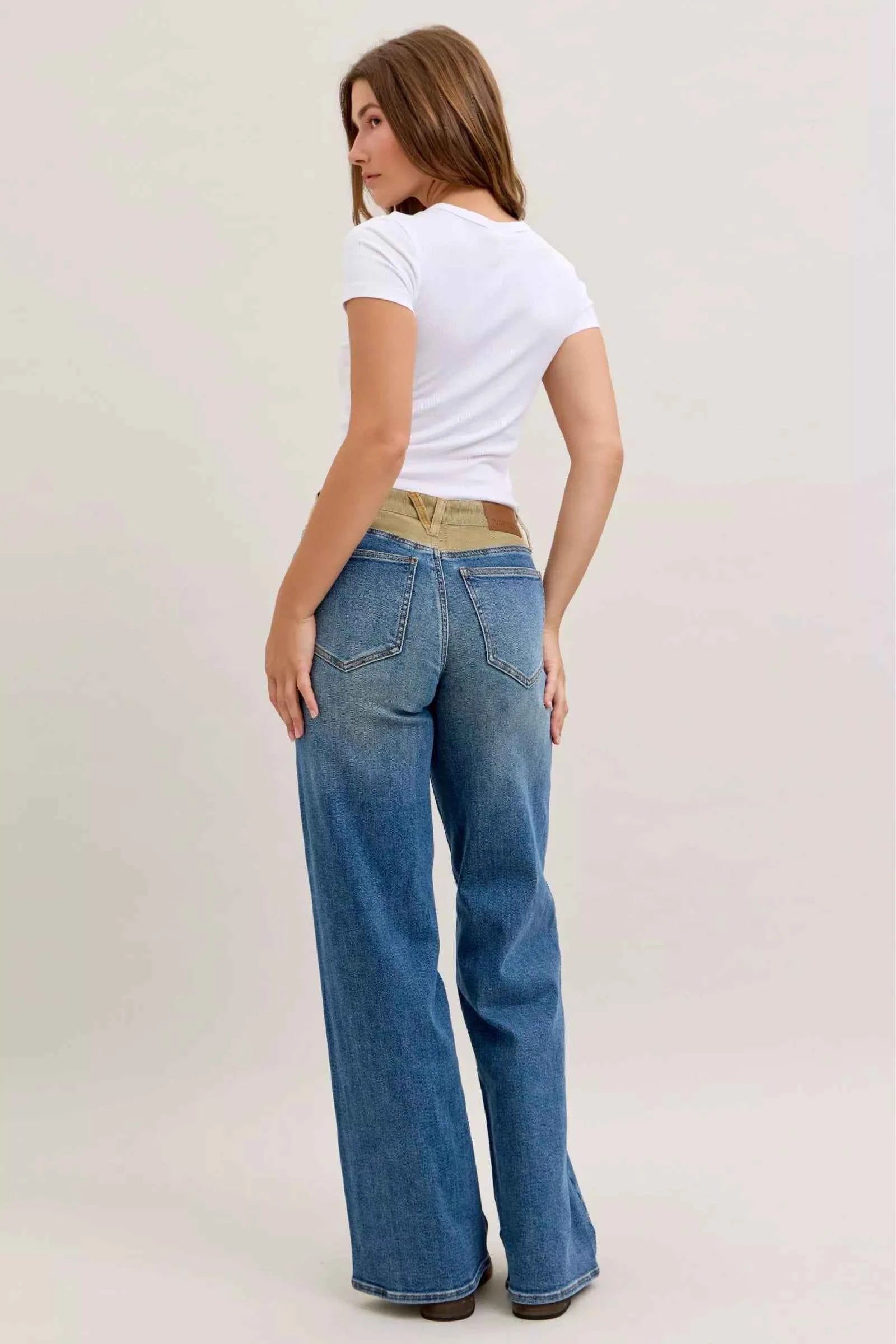 Judy Blue MR Column Straight Jeans with Corduroy Waist 31af19b6-db52-43d2-87c5-3f67973f1677-Max-Origin